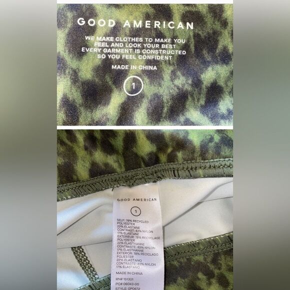 Good American GP0672 Pesto Green Leopard Core Power 7/8 Leggings - Picture 2 of 6
